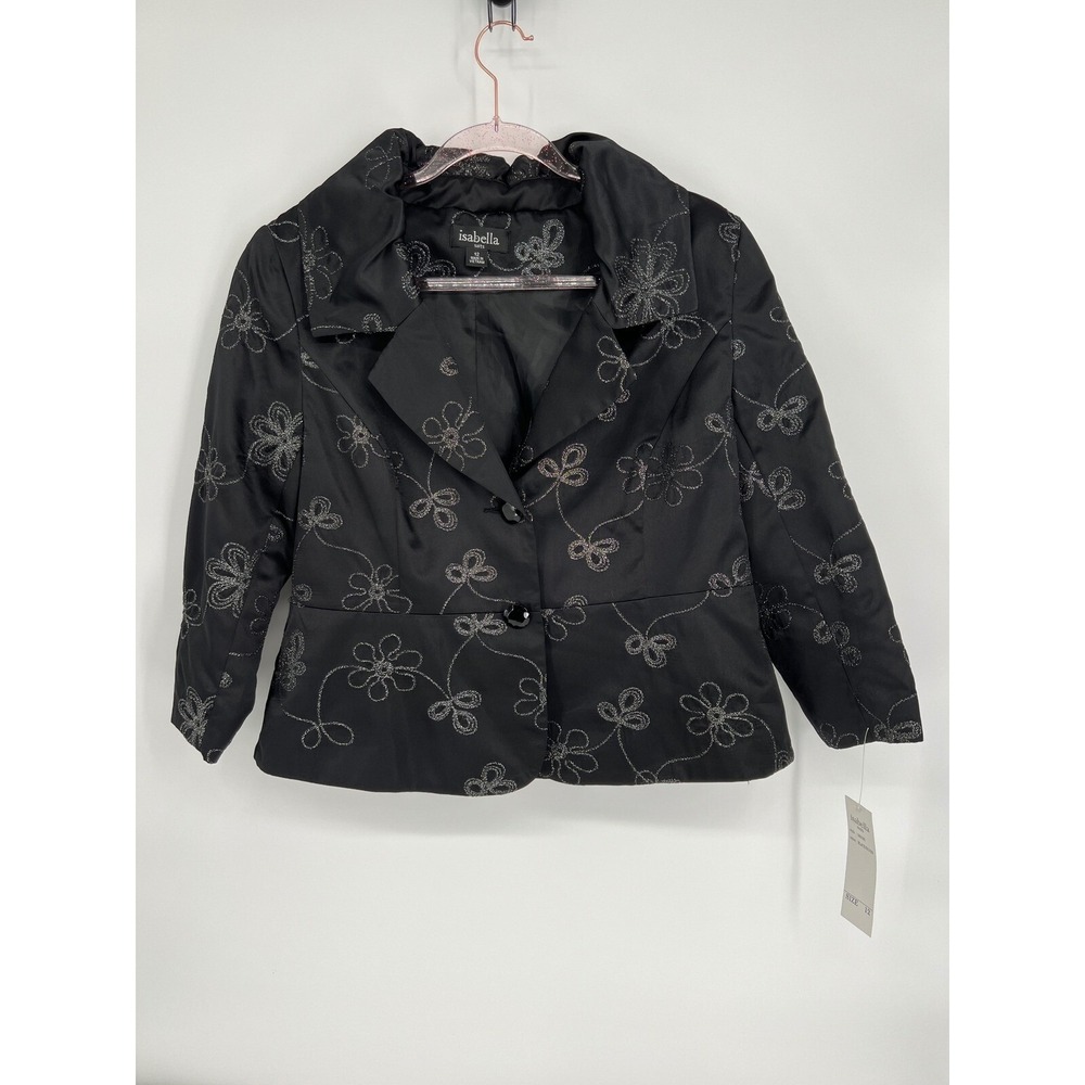 Isabella Suits Floral Embroidered Blazer Jacket Career Black‎ Size 12